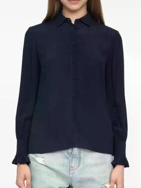 Zadig & Voltaire Navy Button-Down Long Sleeve Shirt